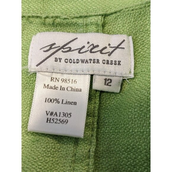 Vintage Coldwater Creek Jacket Blazer Womens Size 12 Linen Lime Green Pockets - Picture 5 of 5
